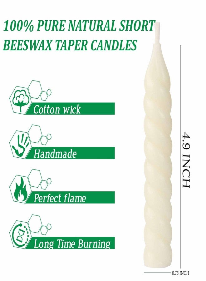 ENCANLIGHT Beeswax Taper Candles, 5 Inch Spiral Tapered Candles 10 Pack, 0.78" Diameter Ivory Natural Bees Wax Candlesticks, 4.5 Hours Long Lasting - Smokeless and Unscented for Home Decoration, Wedding, Party - Image 2